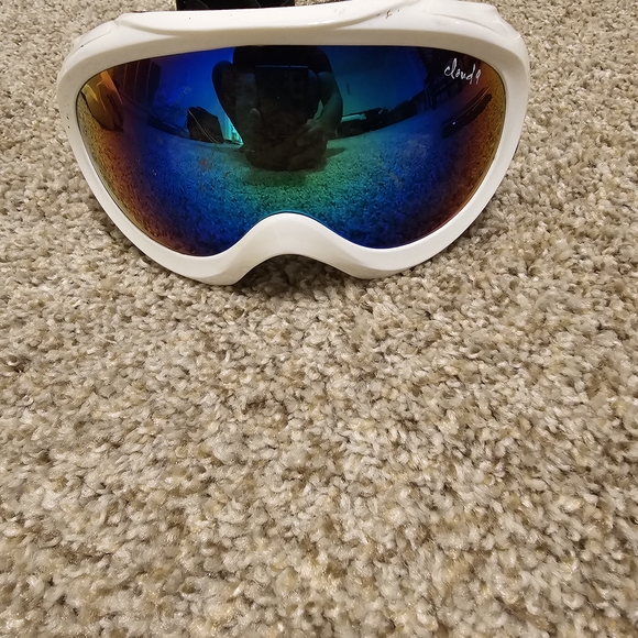 Other - White Ski Goggles with Blue Mirrored Lens